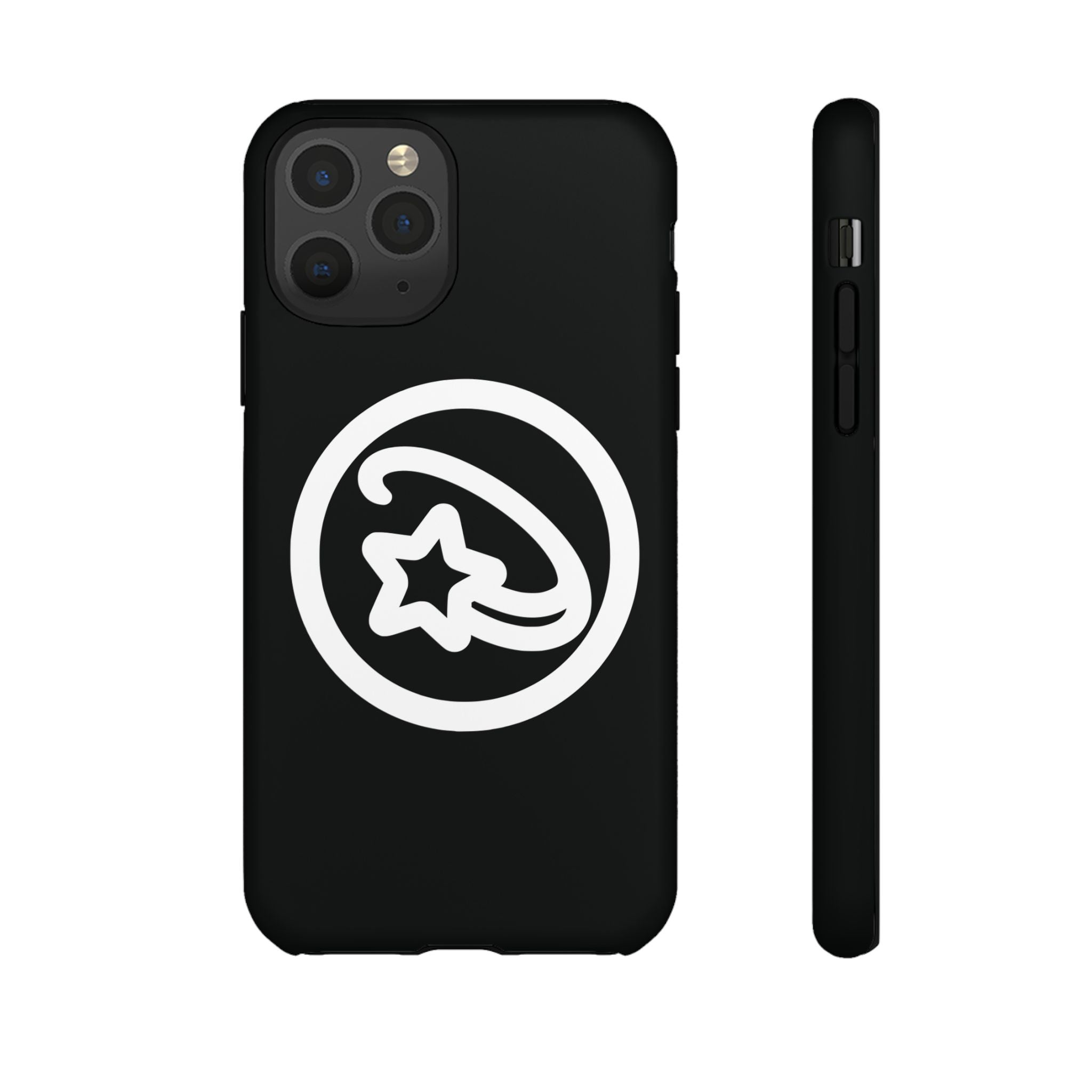 Positivestar Phone Case — Black Gloss Tough Case with White Shooting Star Logo