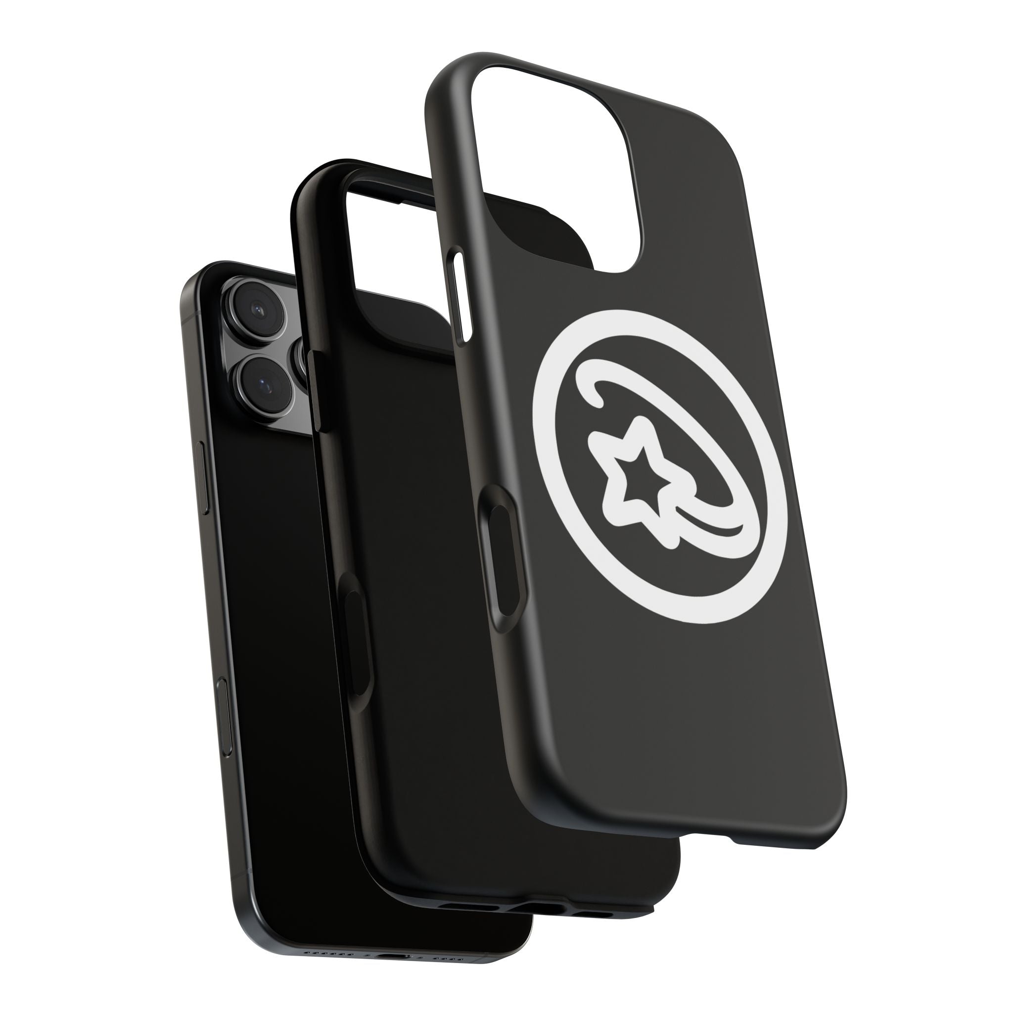 Positivestar Phone Case — Black Gloss Tough Case with White Shooting Star Logo