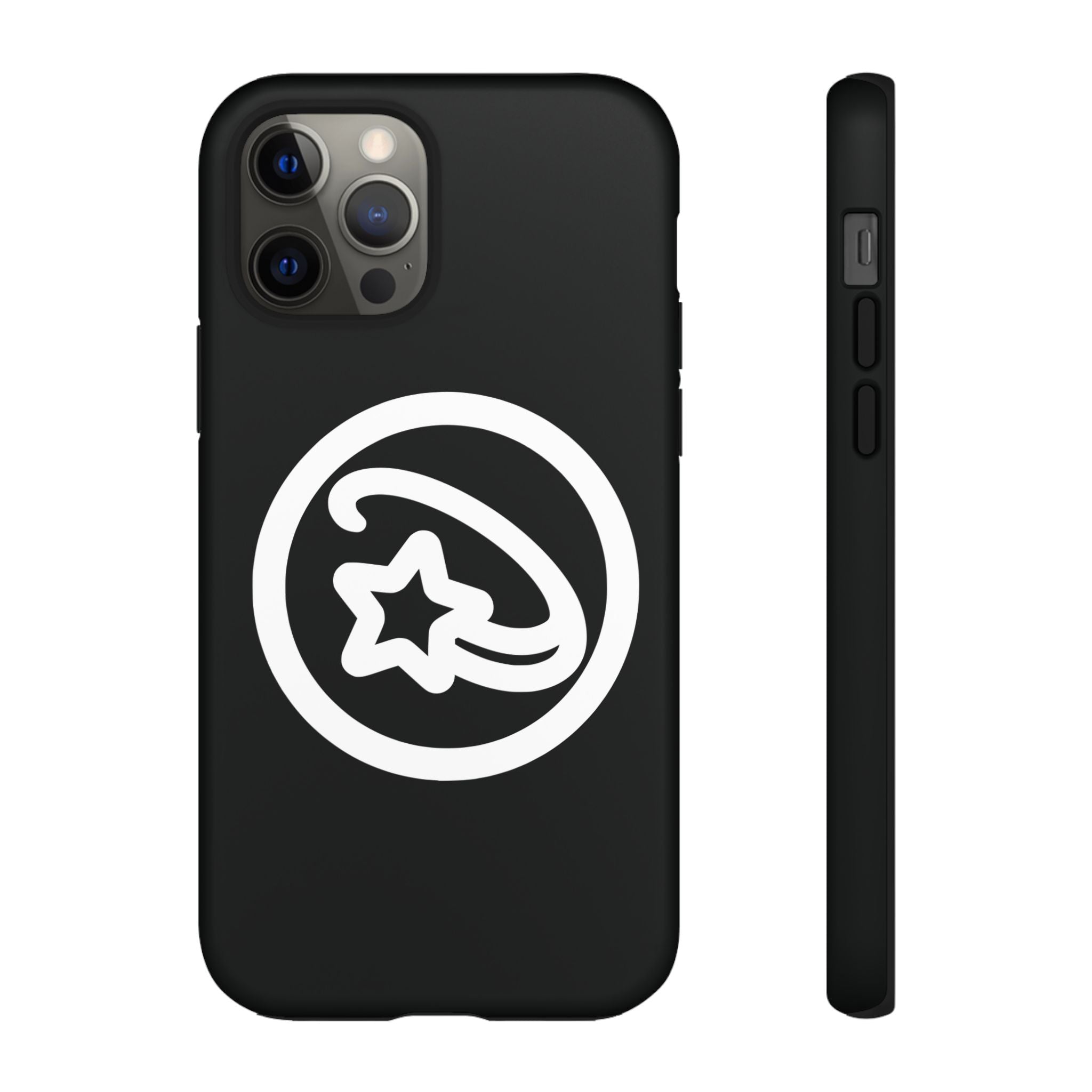 Positivestar Phone Case — Black Gloss Tough Case with White Shooting Star Logo