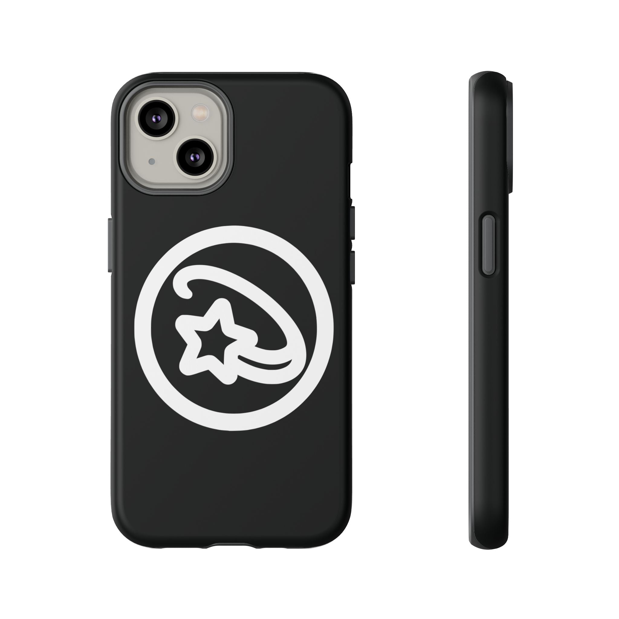Positivestar Phone Case — Black Gloss Tough Case with White Shooting Star Logo