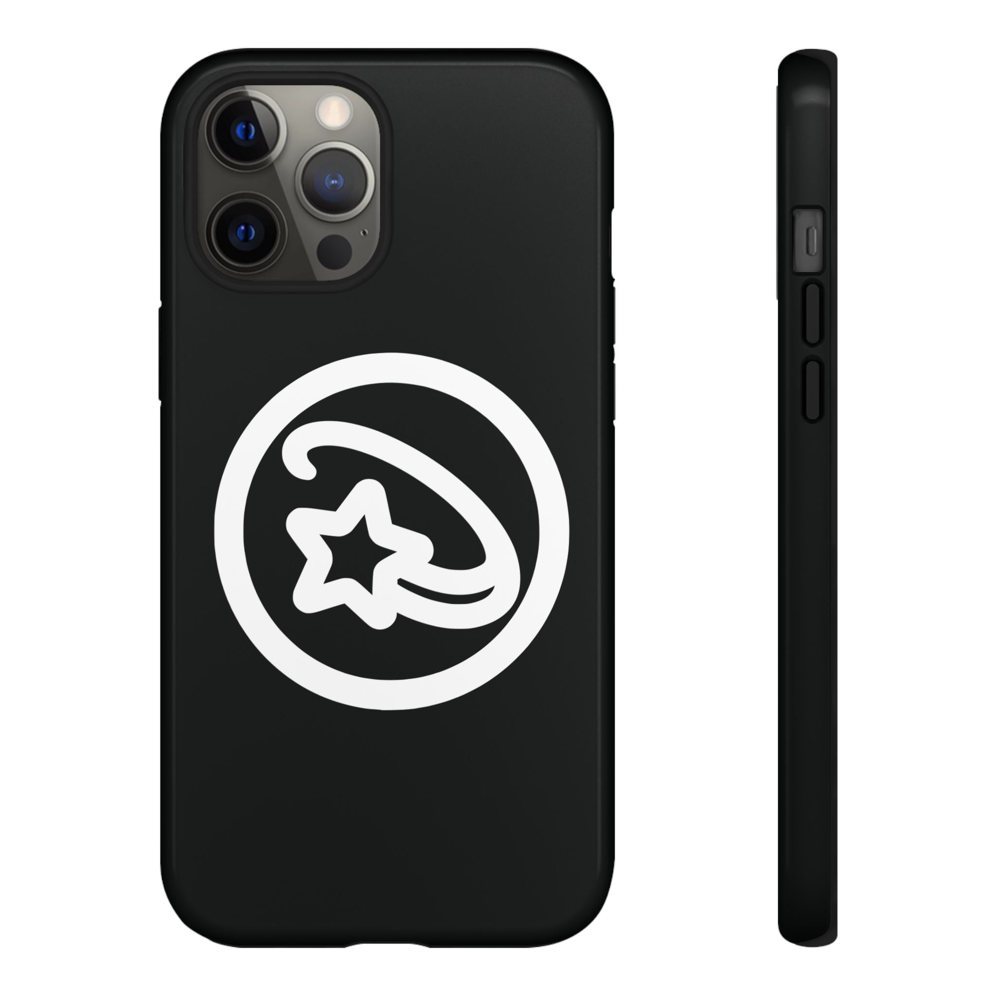 Positivestar Phone Case — Black Gloss Tough Case with White Shooting Star Logo