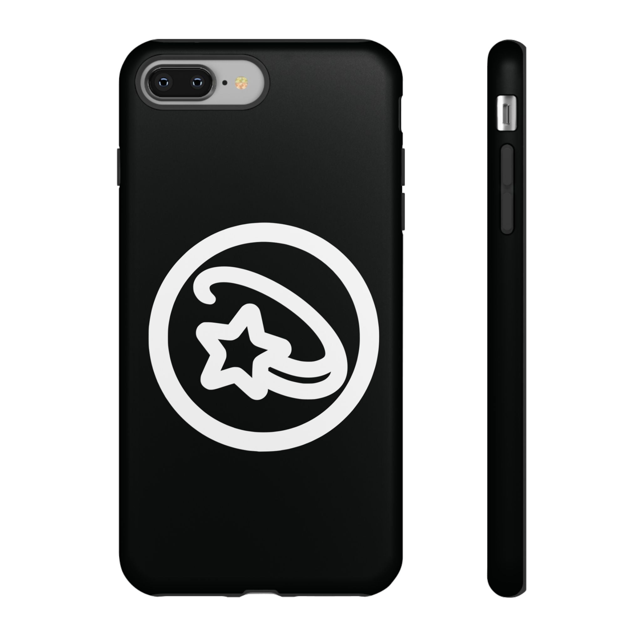 Positivestar Phone Case — Black Gloss Tough Case with White Shooting Star Logo