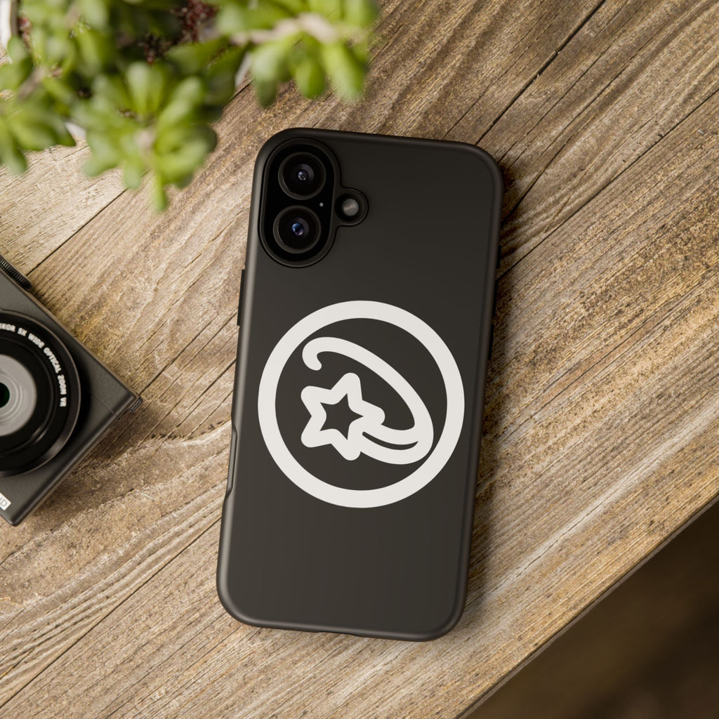Positivestar Phone Case — Black Gloss Tough Case with White Shooting Star Logo