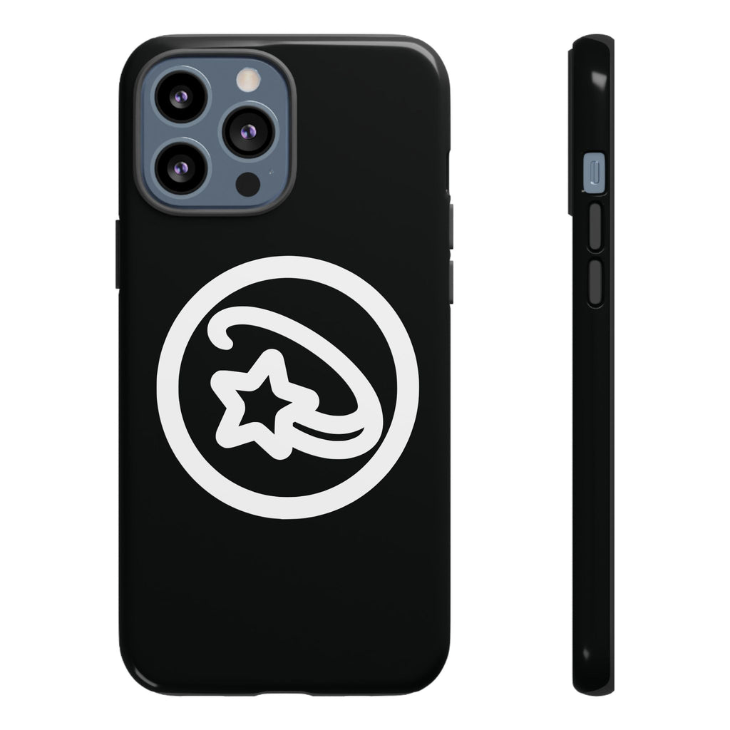 Positivestar Phone Case — Black Gloss Tough Case with White Shooting Star Logo