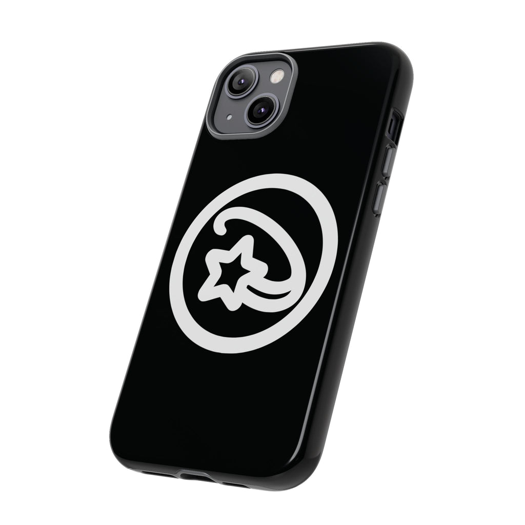 Positivestar Phone Case — Black Gloss Tough Case with White Shooting Star Logo