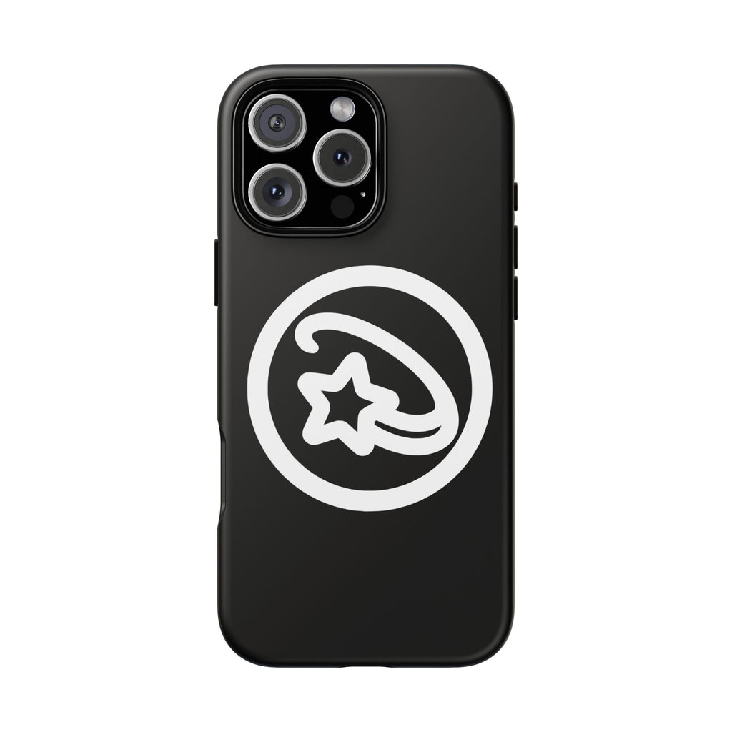 Positivestar Phone Case — Black Gloss Tough Case with White Shooting Star Logo