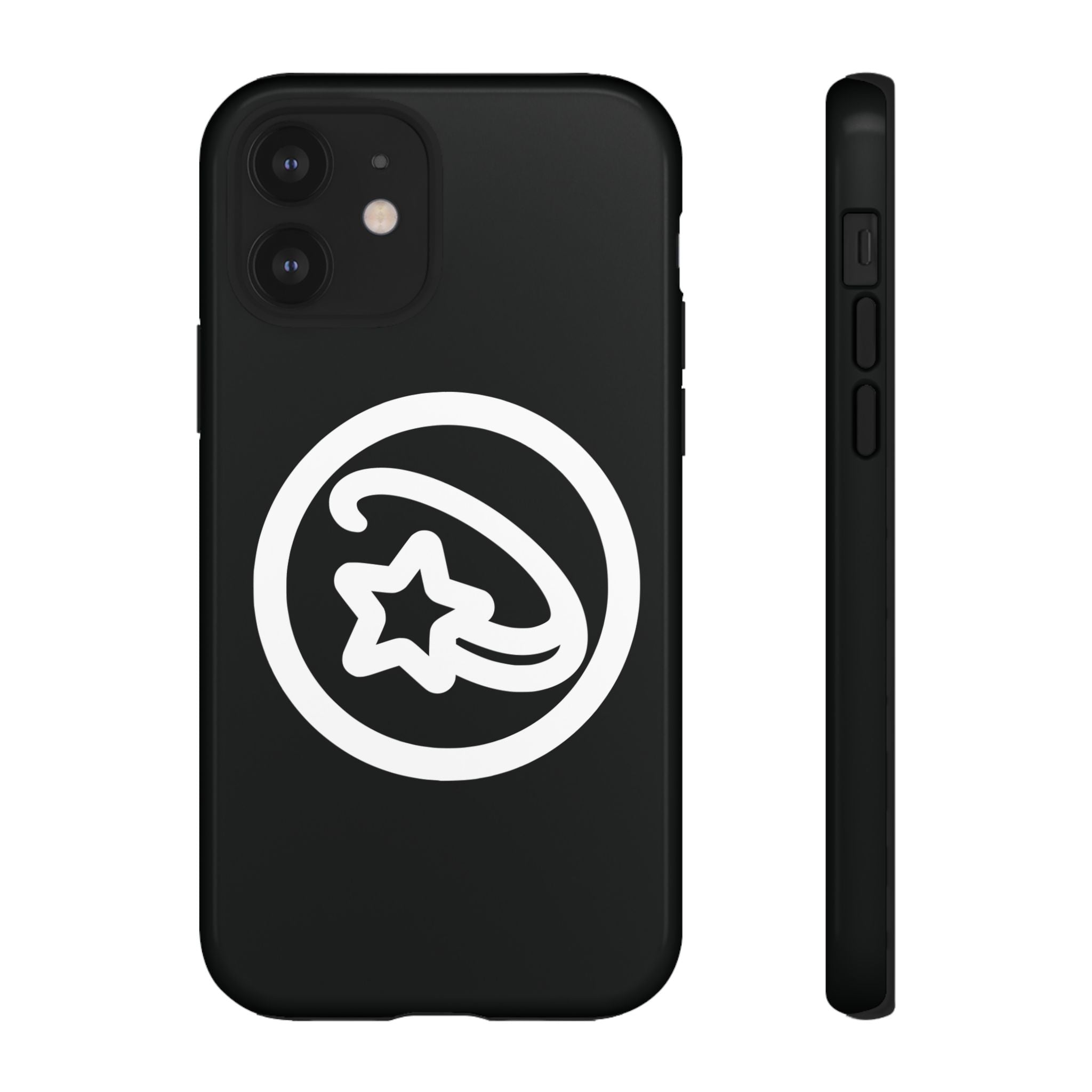 Positivestar Phone Case — Black Gloss Tough Case with White Shooting Star Logo
