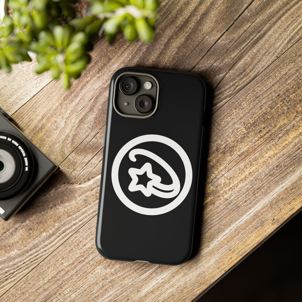 Positivestar Phone Case — Black Gloss Tough Case with White Shooting Star Logo