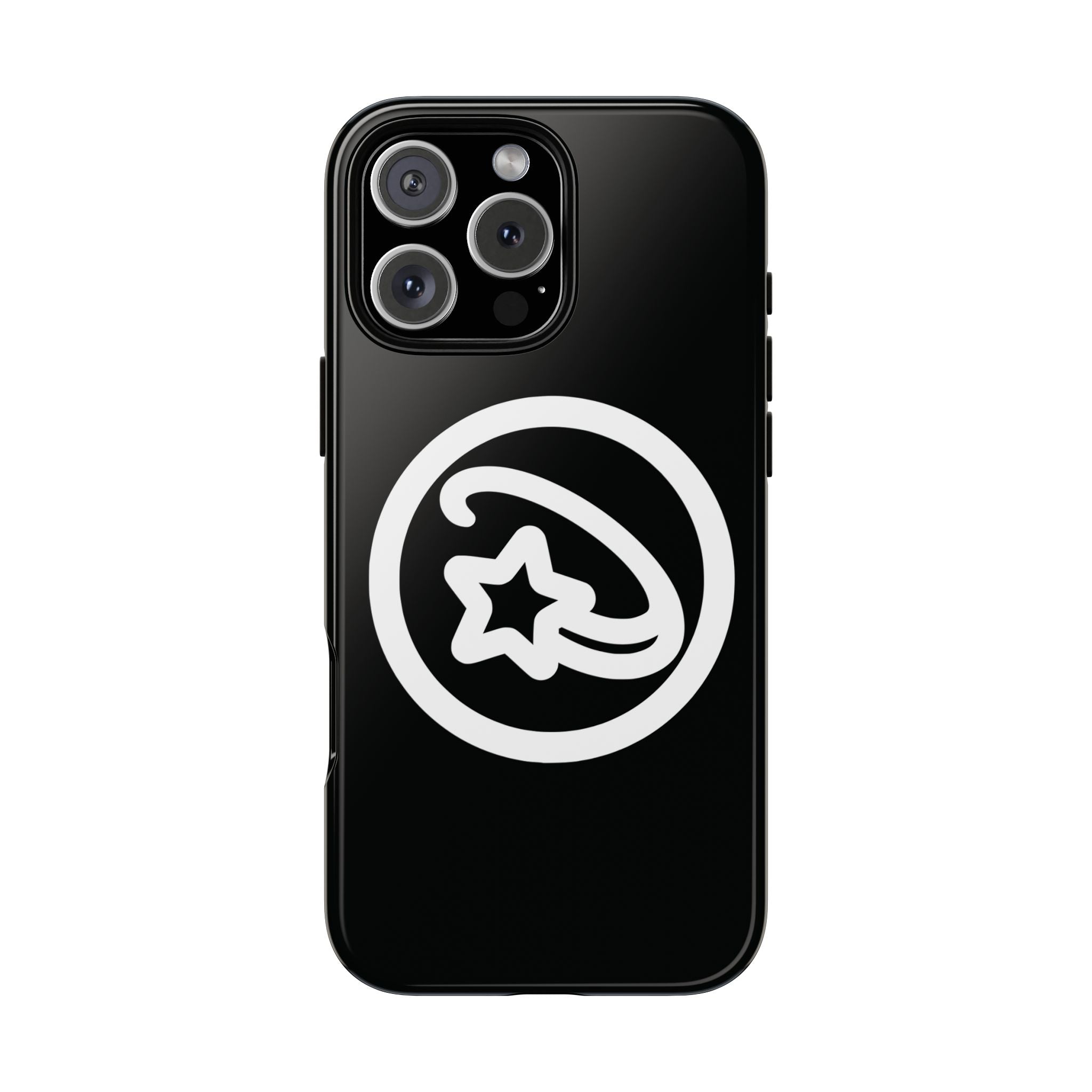 Positivestar Phone Case — Black Gloss Tough Case with White Shooting Star Logo