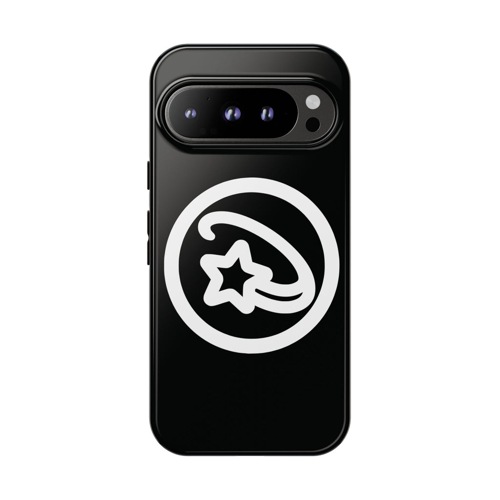 Positivestar Phone Case — Black Gloss Tough Case with White Shooting Star Logo
