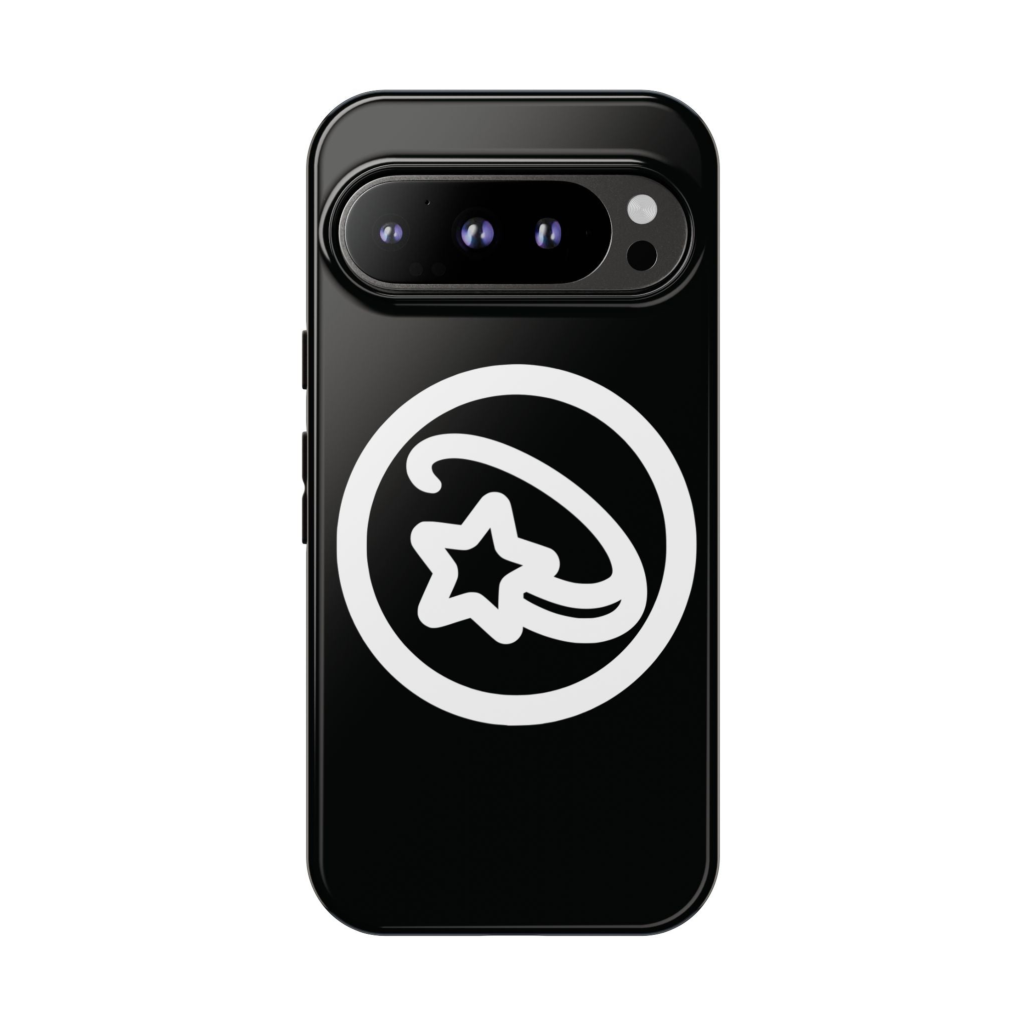Positivestar Phone Case — Black Gloss Tough Case with White Shooting Star Logo