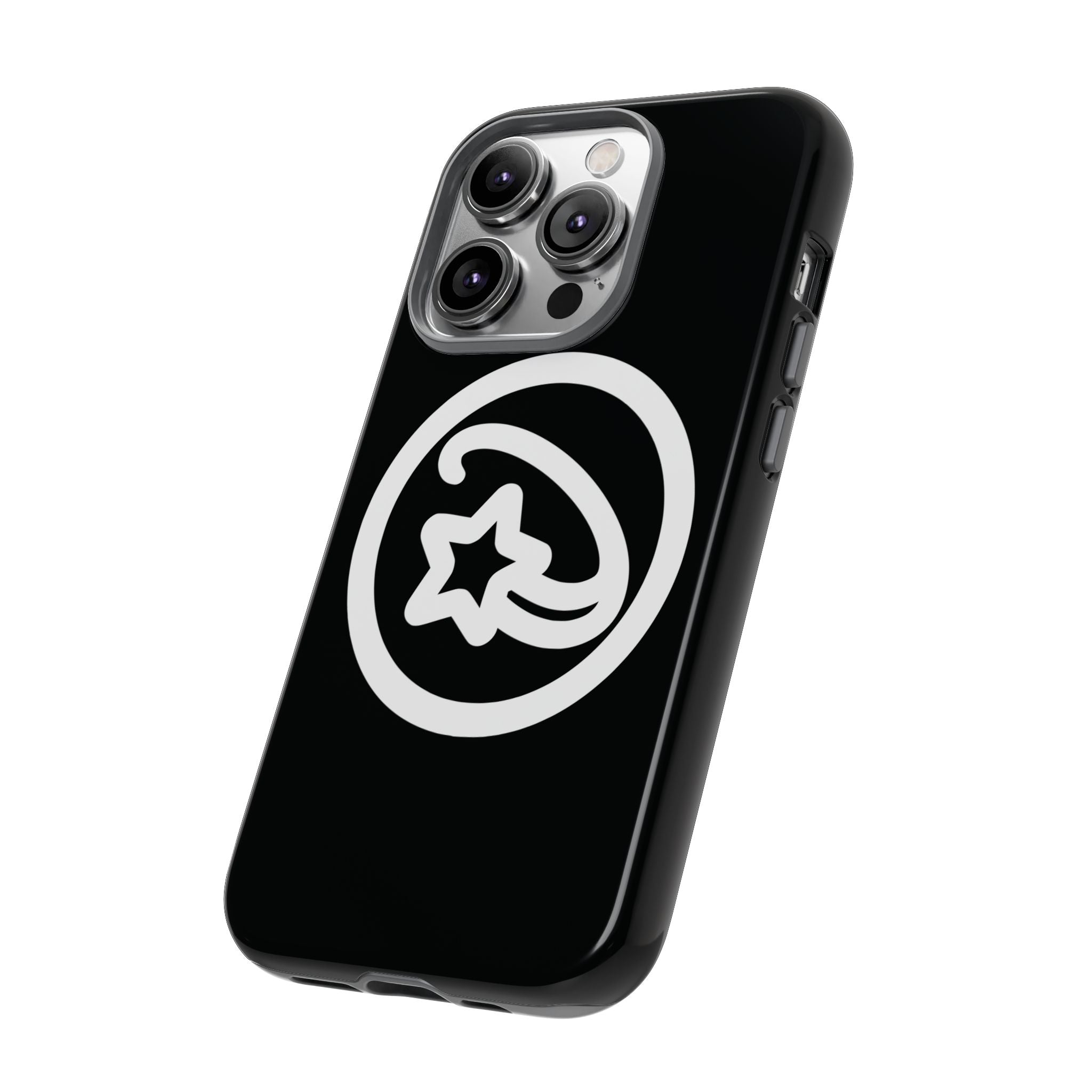 Positivestar Phone Case — Black Gloss Tough Case with White Shooting Star Logo