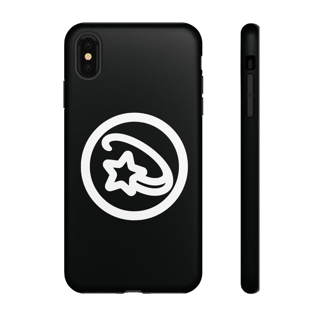 Positivestar Phone Case — Black Gloss Tough Case with White Shooting Star Logo