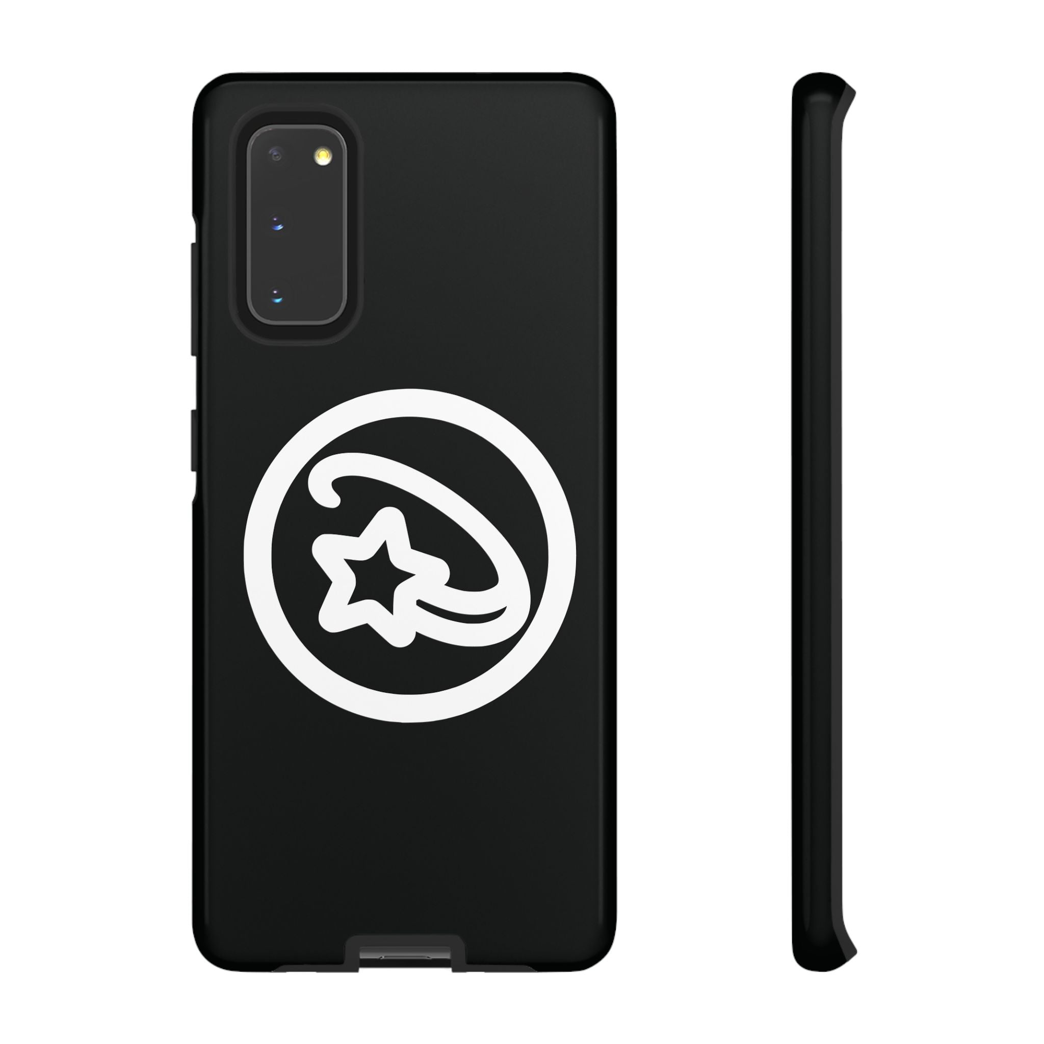 Positivestar Phone Case — Black Gloss Tough Case with White Shooting Star Logo