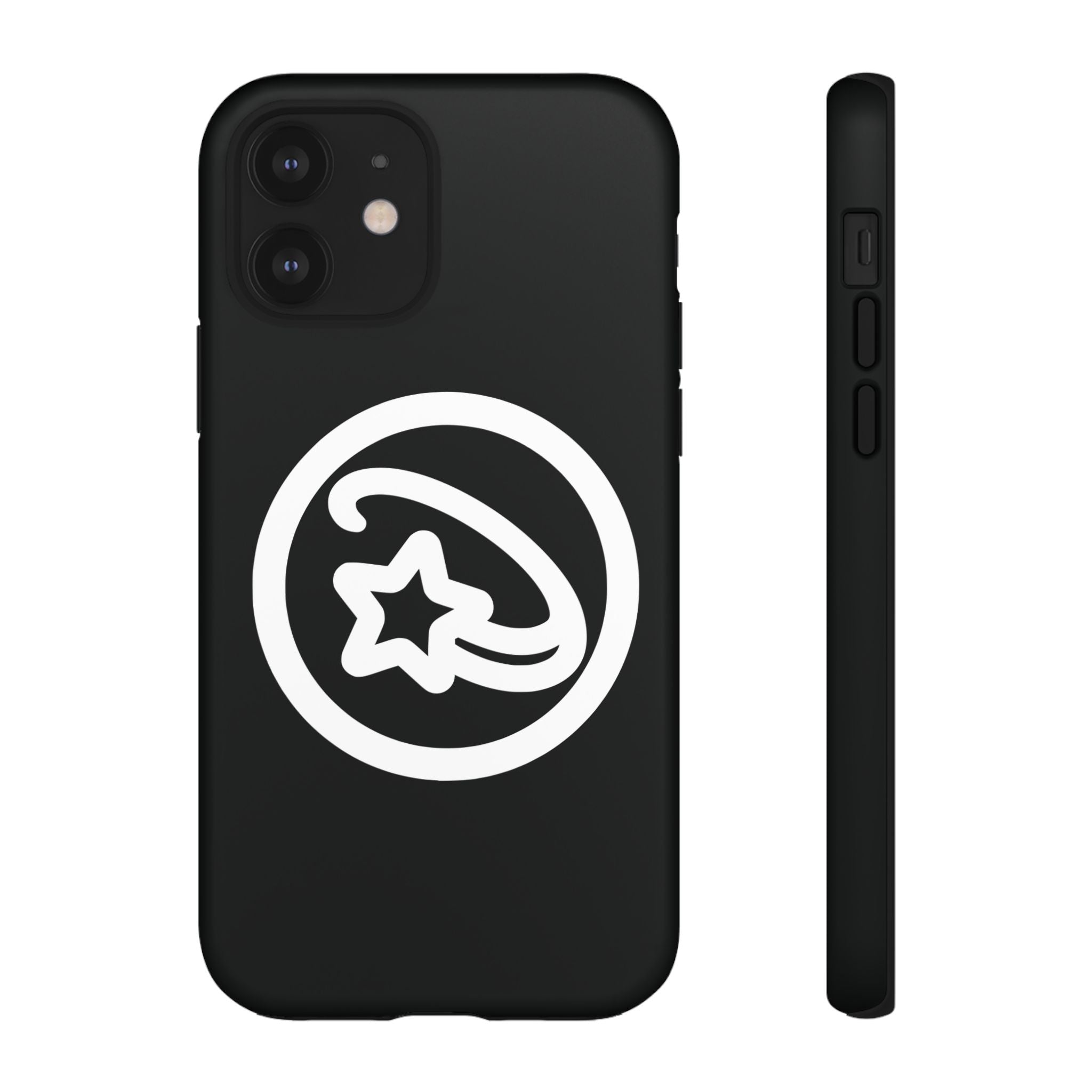 Positivestar Phone Case — Black Gloss Tough Case with White Shooting Star Logo