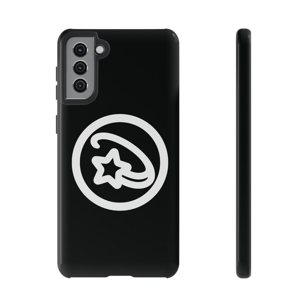 Positivestar Phone Case — Black Gloss Tough Case with White Shooting Star Logo