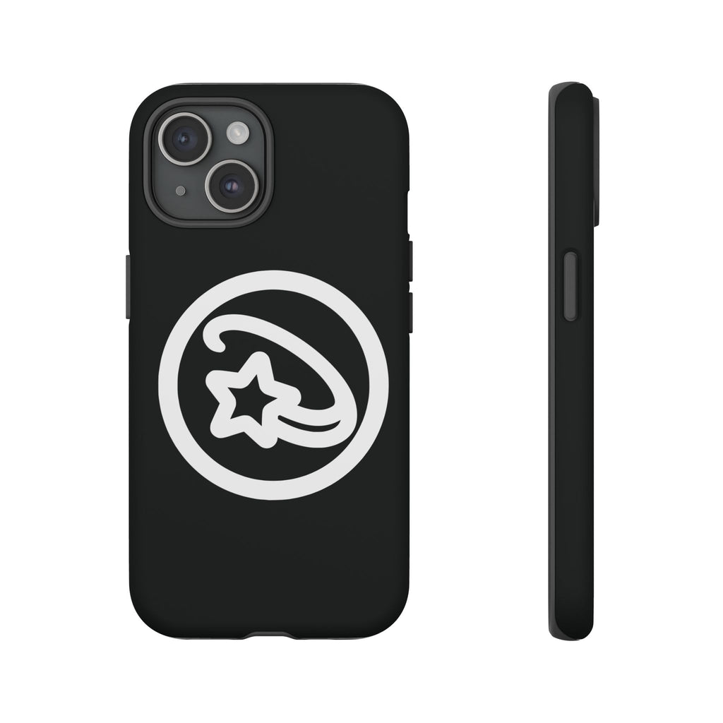 Positivestar Phone Case — Black Gloss Tough Case with White Shooting Star Logo