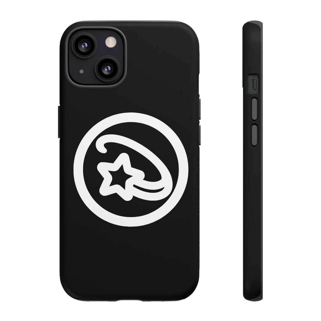 Positivestar Phone Case — Black Gloss Tough Case with White Shooting Star Logo