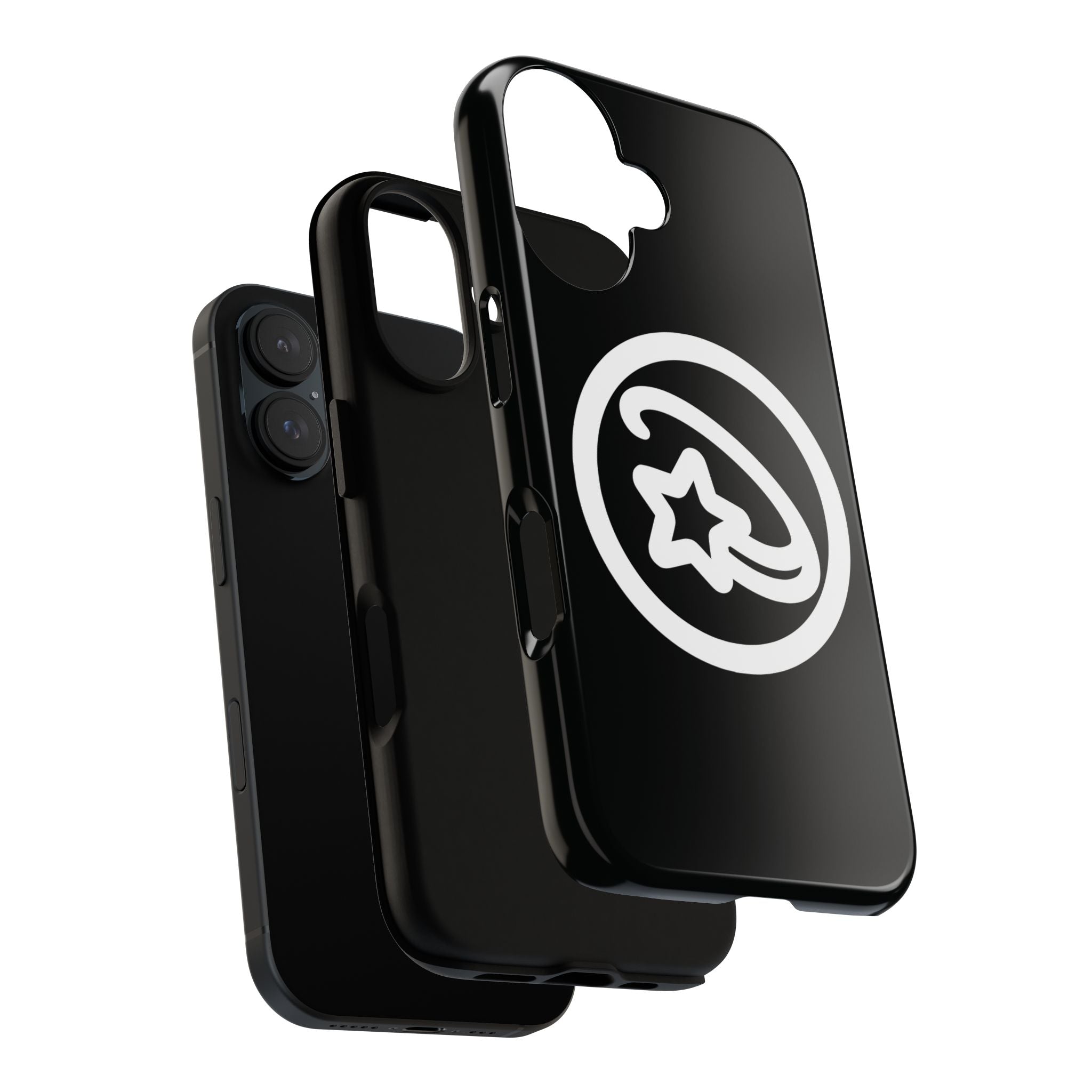 Positivestar Phone Case — Black Gloss Tough Case with White Shooting Star Logo
