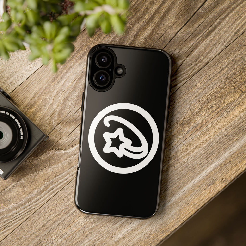 Positivestar Phone Case — Black Gloss Tough Case with White Shooting Star Logo