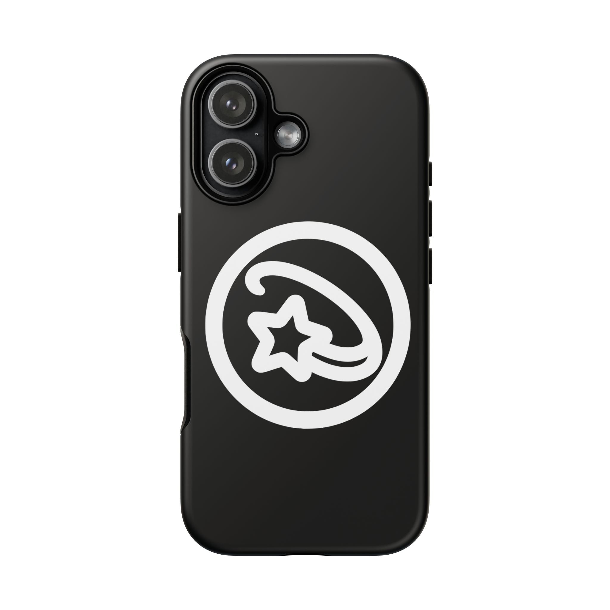 Positivestar Phone Case — Black Gloss Tough Case with White Shooting Star Logo