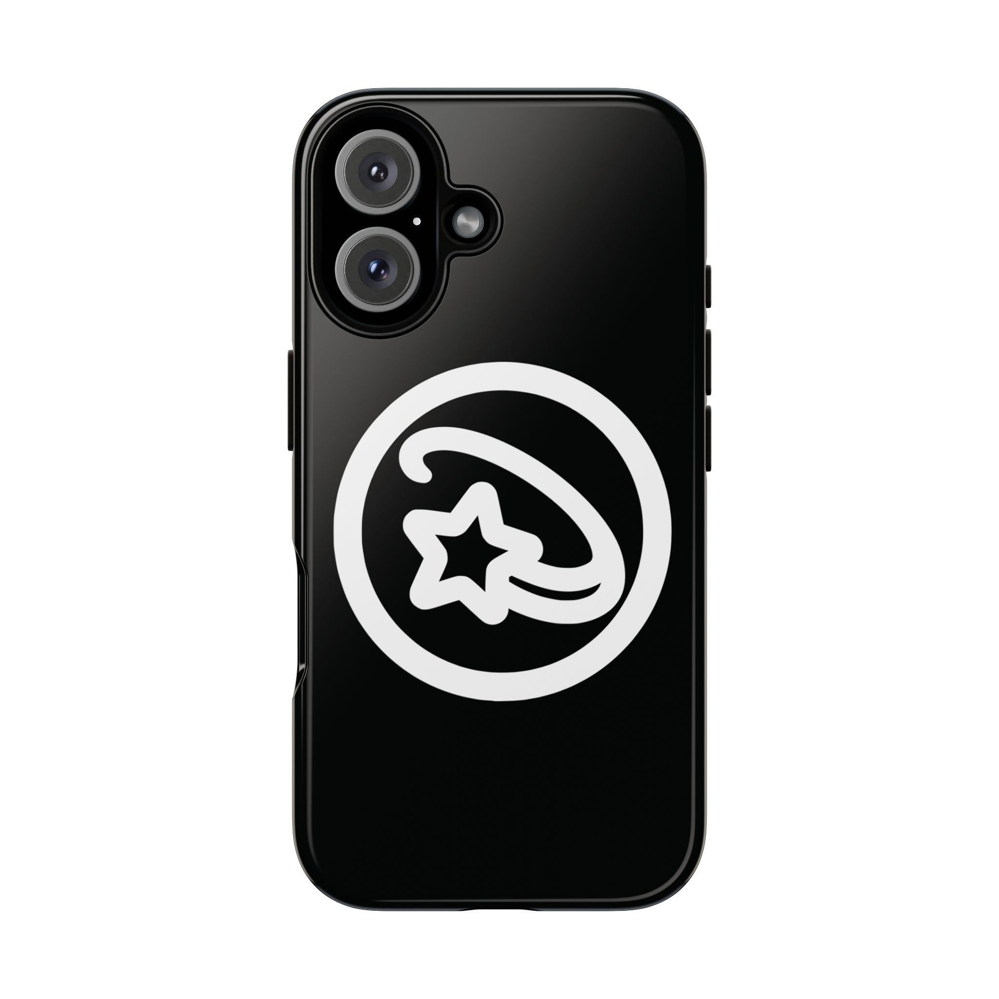 Positivestar Phone Case — Black Gloss Tough Case with White Shooting Star Logo