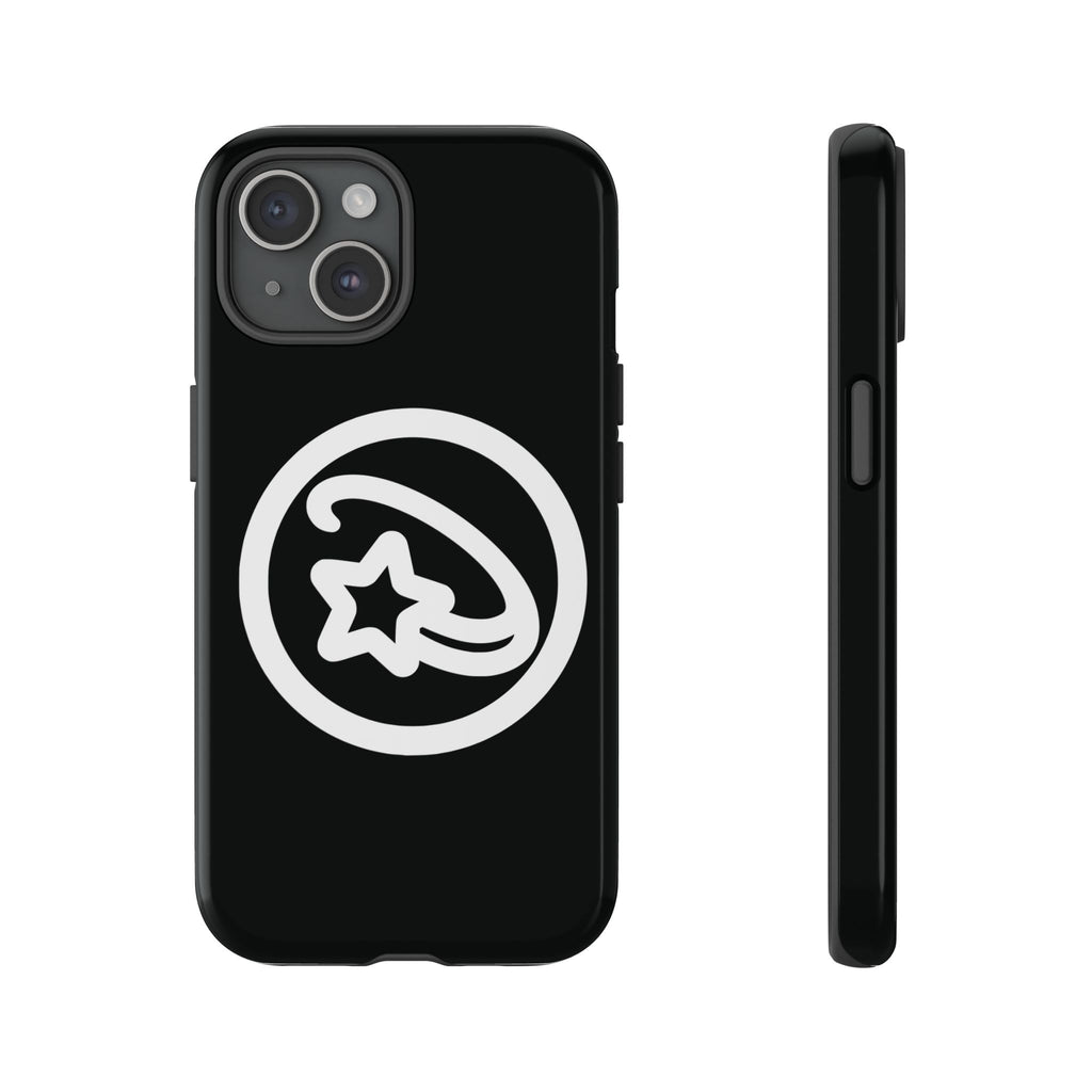 Positivestar Phone Case — Black Gloss Tough Case with White Shooting Star Logo