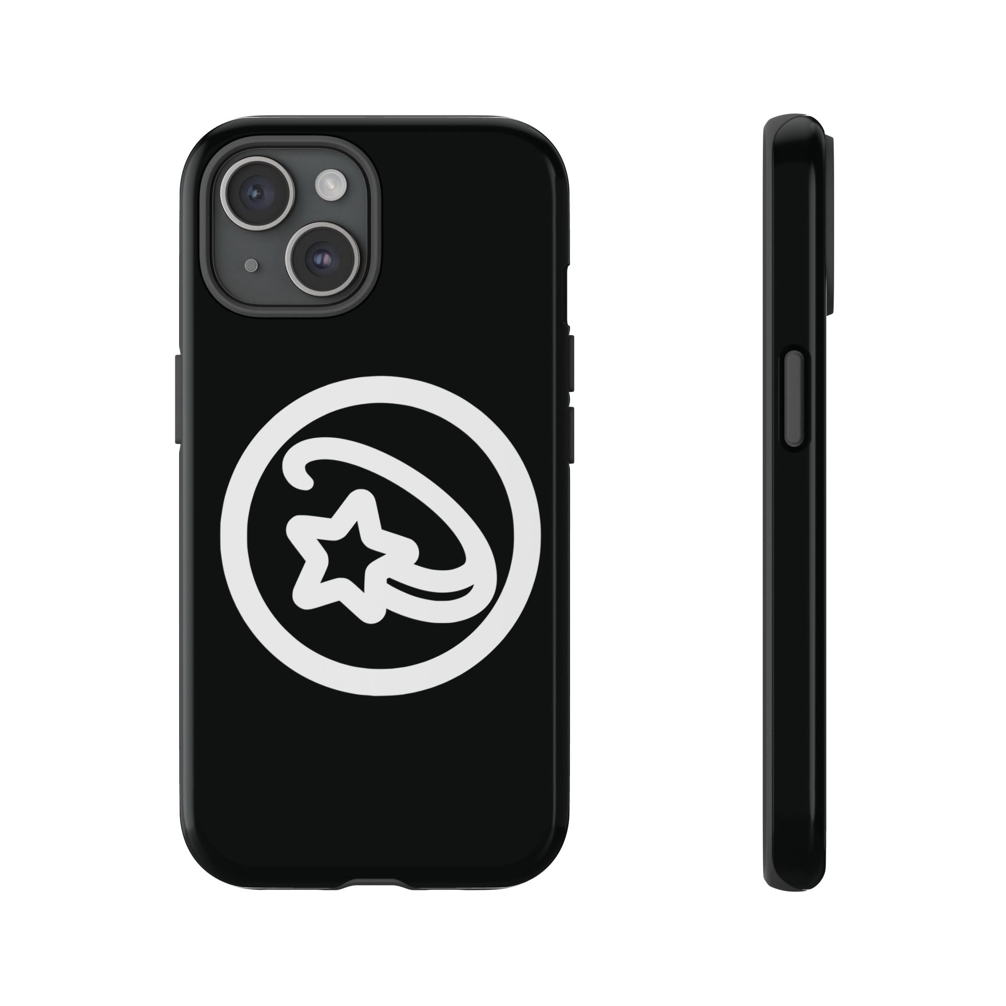 Positivestar Phone Case — Black Gloss Tough Case with White Shooting Star Logo