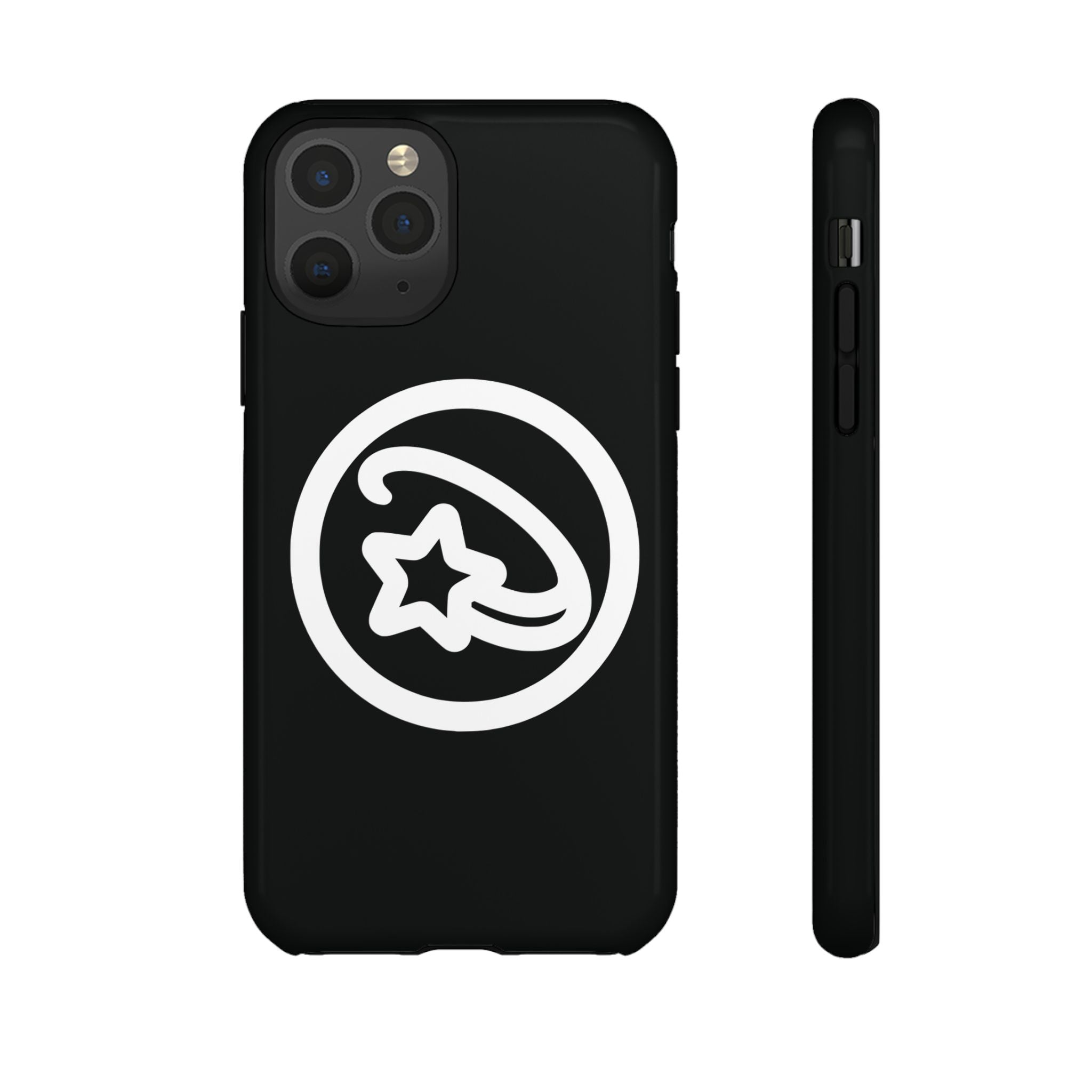 Positivestar Phone Case — Black Gloss Tough Case with White Shooting Star Logo