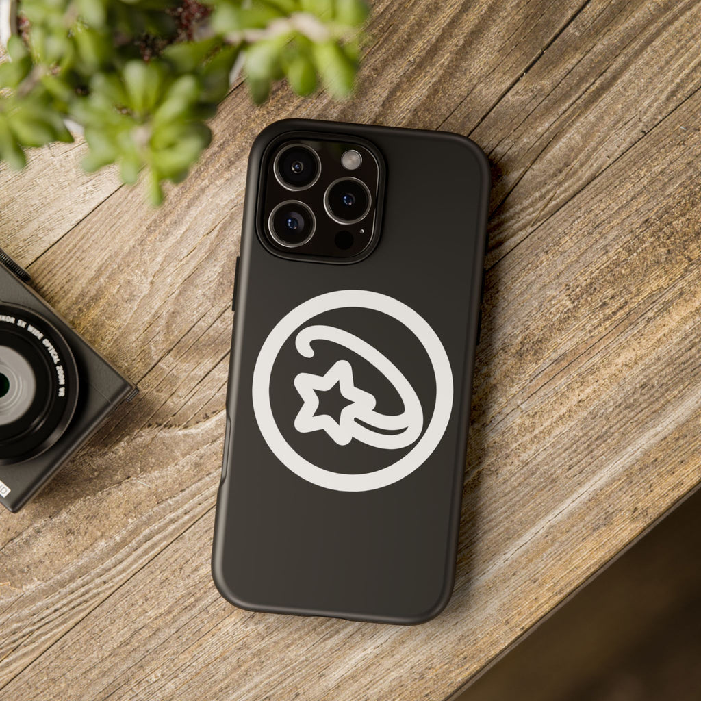 Positivestar Phone Case — Black Gloss Tough Case with White Shooting Star Logo