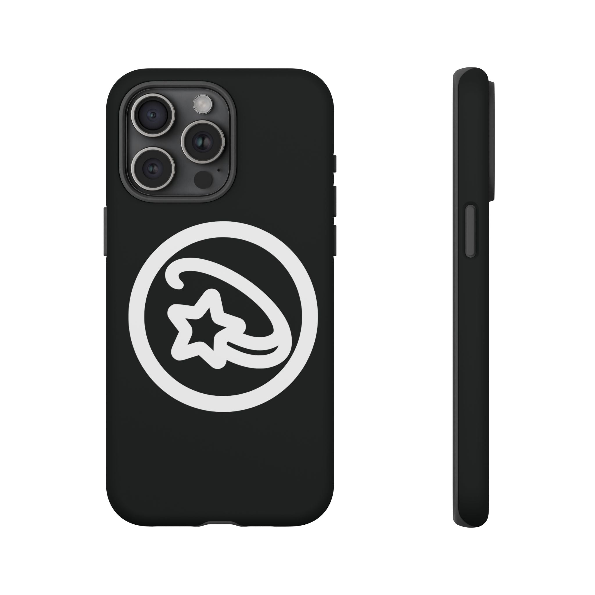 Positivestar Phone Case — Black Gloss Tough Case with White Shooting Star Logo