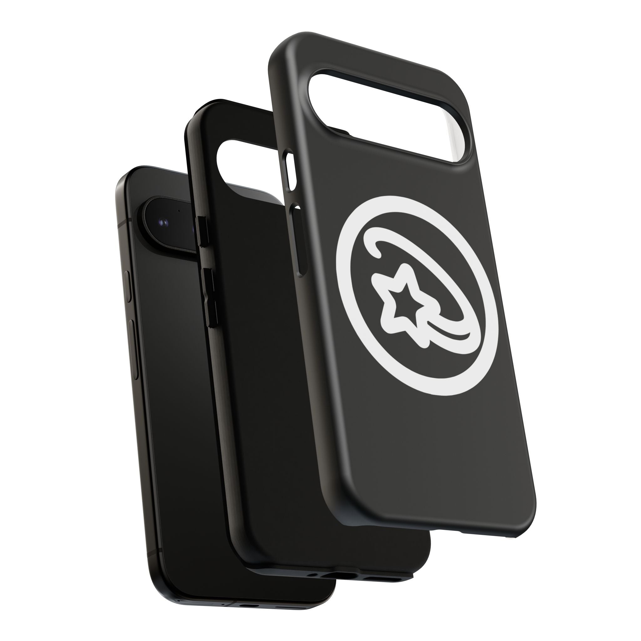 Positivestar Phone Case — Black Gloss Tough Case with White Shooting Star Logo