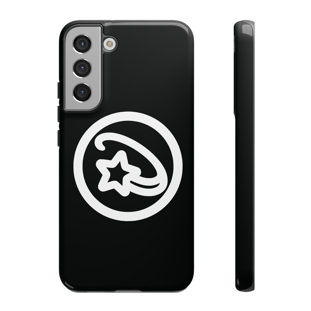 Positivestar Phone Case — Black Gloss Tough Case with White Shooting Star Logo