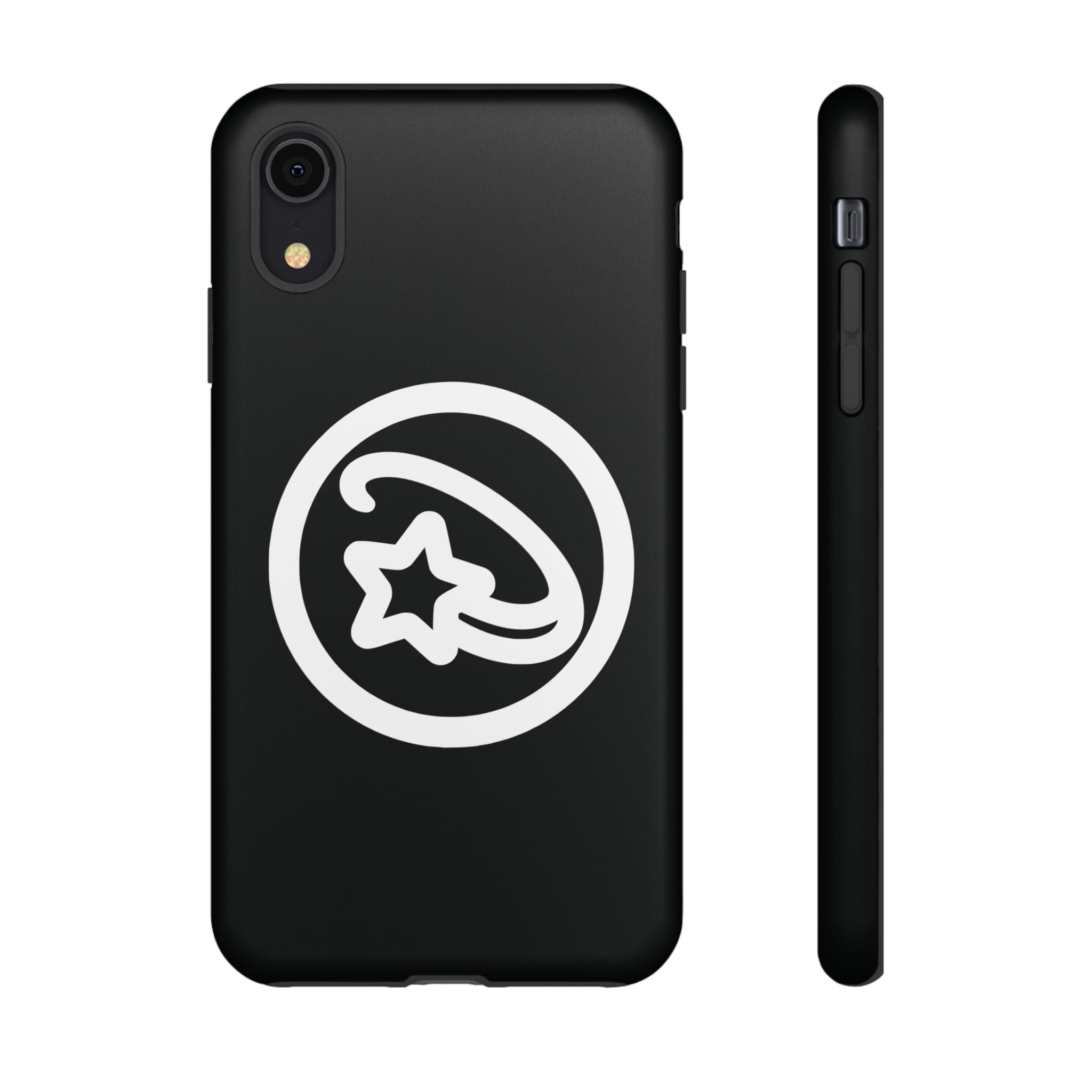 Positivestar Phone Case — Black Gloss Tough Case with White Shooting Star Logo