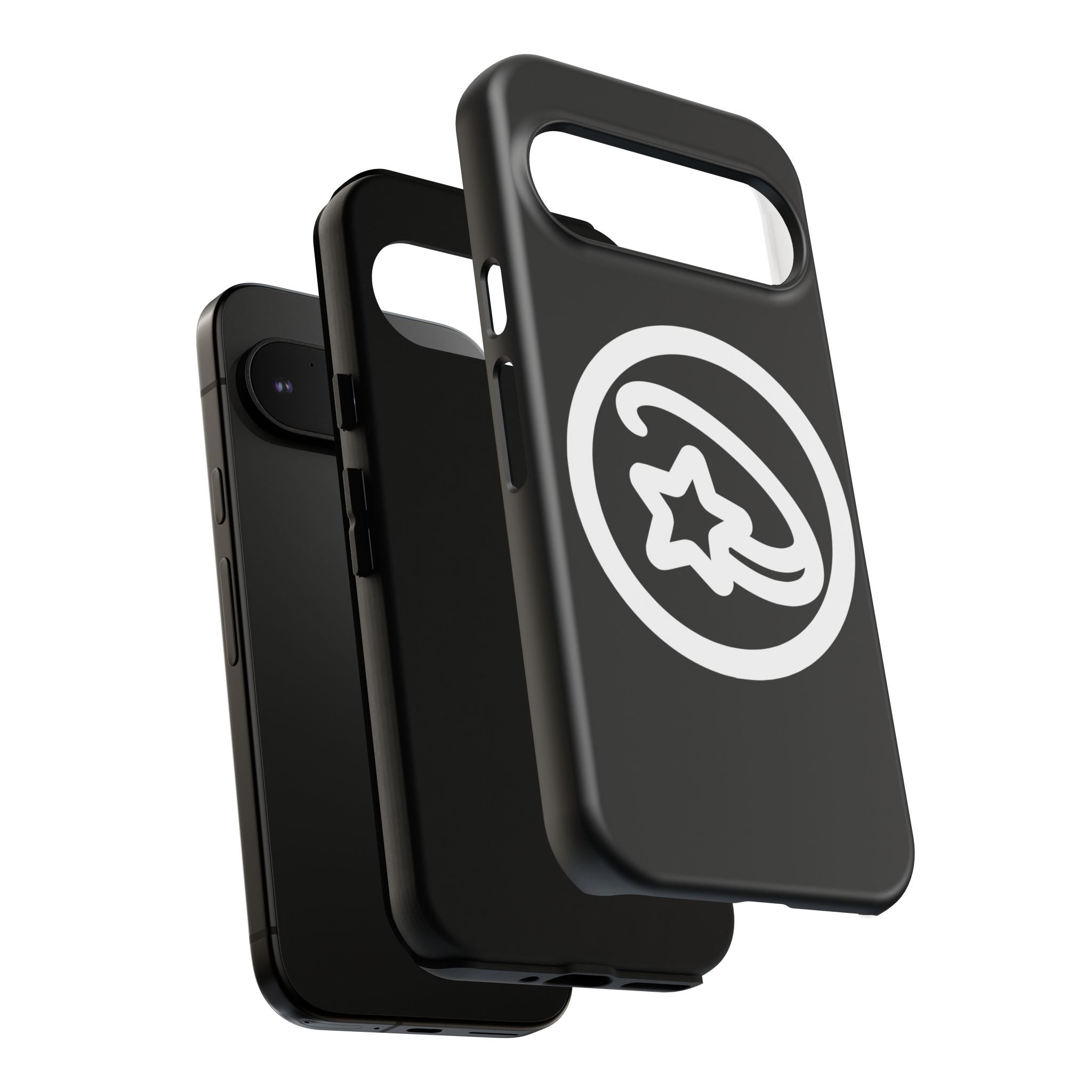 Positivestar Phone Case — Black Gloss Tough Case with White Shooting Star Logo